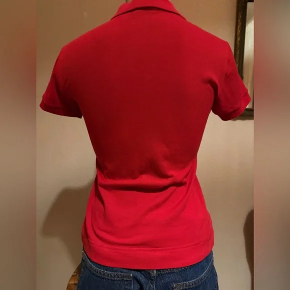 Lacoste Women's Slim Bright Red Polo with Logo - Picture 3 of 5